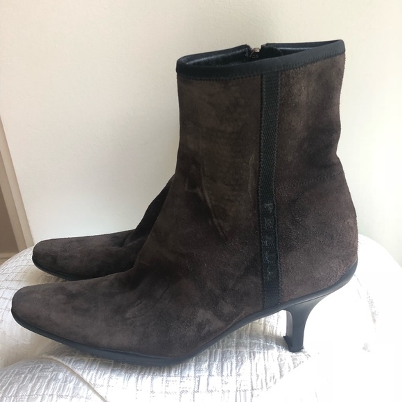 Prada Shoes - Prada brown suede kitten heel boots 35.5